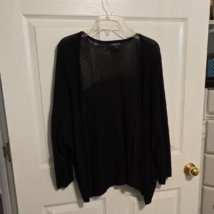 Lane Bryant Black Open-Weave Open-Front Cardigan